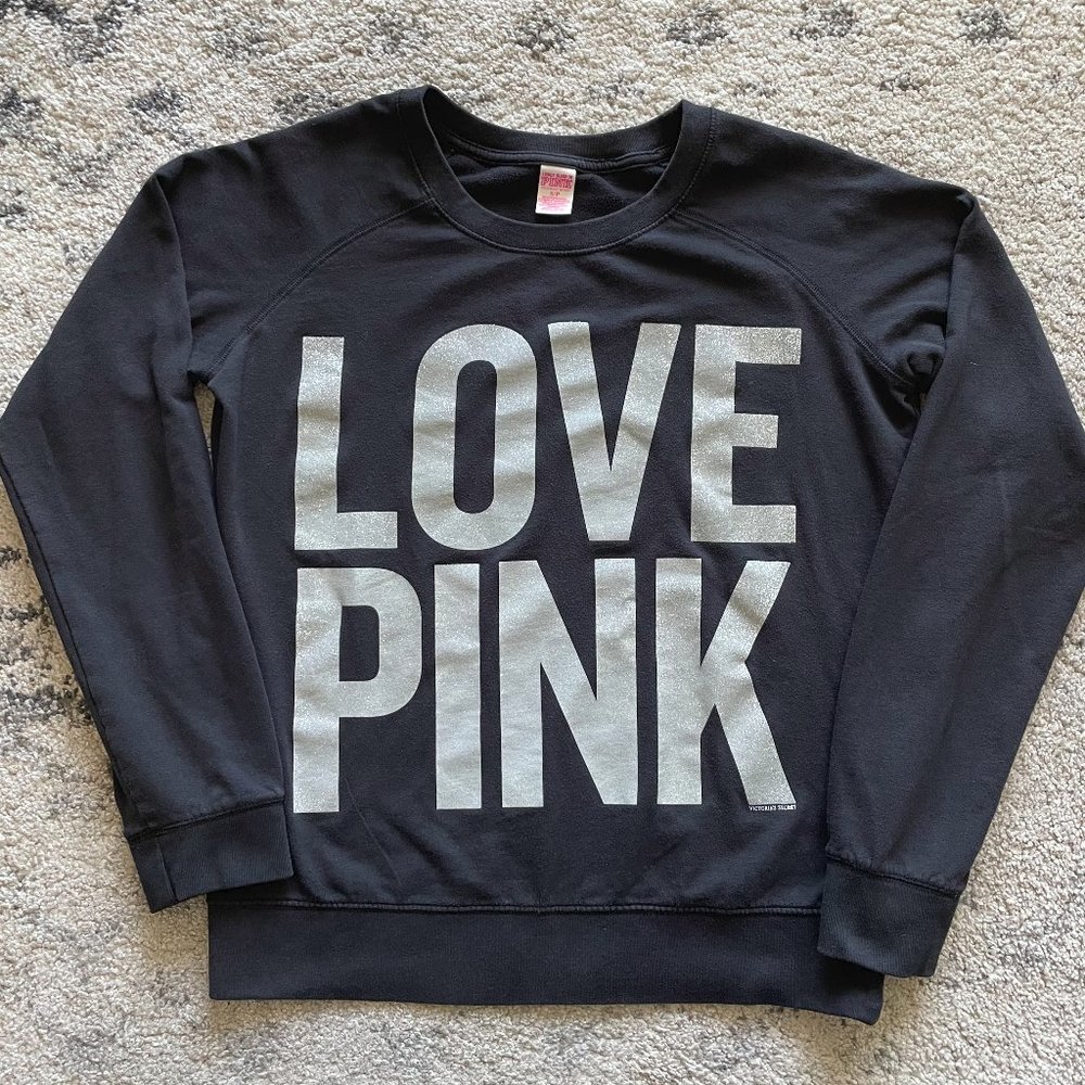 VS PINK Black Crewneck Sweatshirt size Small